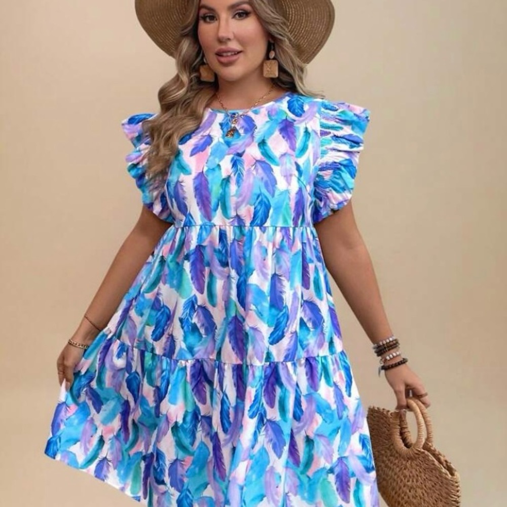 Multicolor Graphic Smock Dress